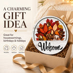 🍂 Magnetic Seasonal Welcome Sign, Interchangeable Round Wooden Door Hanger with 16 Holiday Icons, Rustic Farmhouse Front Door Decor & Gift