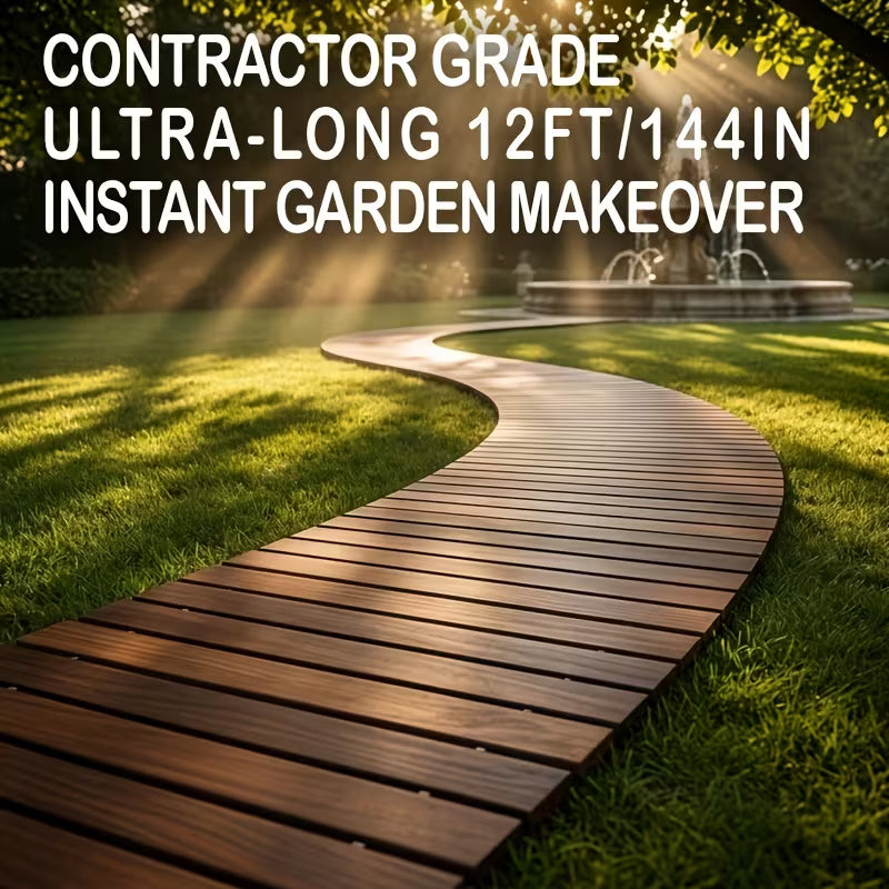 Wooden Garden Walkway with Scroll Design, Anti-Slip And Weather-Resistant Outdoor Path Suitable for Lawns, Terraces, Courtyards, And Flower Bed Edges