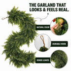 🔥 Limited Time Offer 🌲 12FT Lush Artificial Cedar Garland, 2 Strands Christmas Greenery Decor, For Stair, Mantel & Fireplace