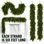 🔥 Limited Time Offer 🌲 12FT Lush Artificial Cedar Garland, 2 Strands Christmas Greenery Decor, For Stair, Mantel & Fireplace