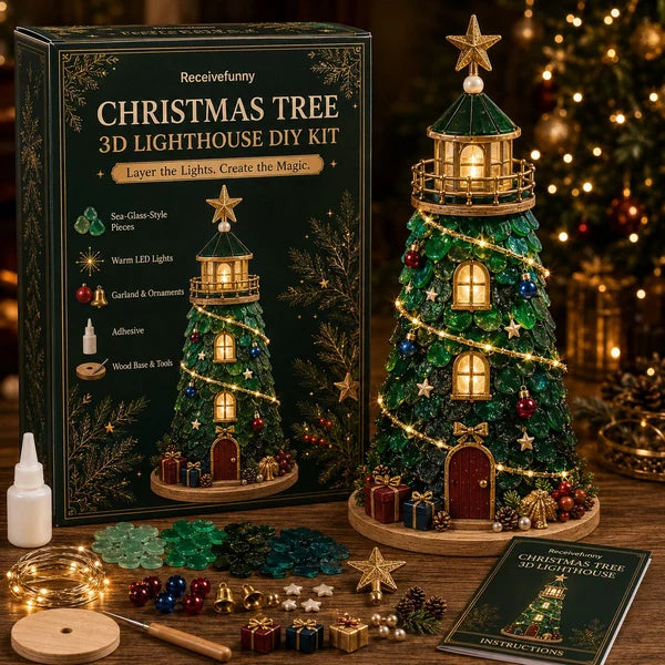 🎅 Handmade Glow Lighthouse Craft Kit 🎄 DIY Tabletop Decor Set, Multi-Theme Holiday Gift Flash Sale