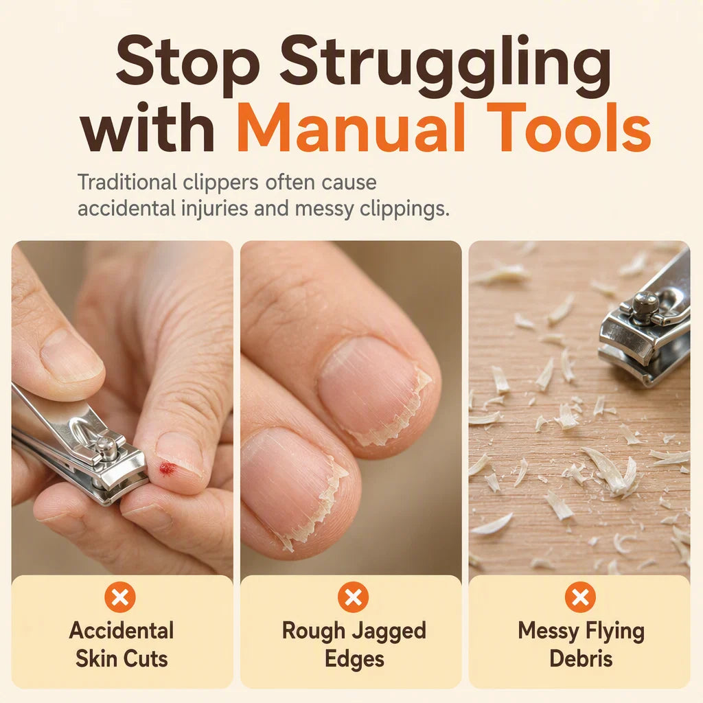 💅 2-in-1 Electric Nail Clipper & Smoother 🌟 Trim tough nails easily without squeezing, straining, or messy clippings.