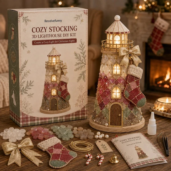 🎅 Handmade Glow Lighthouse Craft Kit 🎄 DIY Tabletop Decor Set, Multi-Theme Holiday Gift Flash Sale