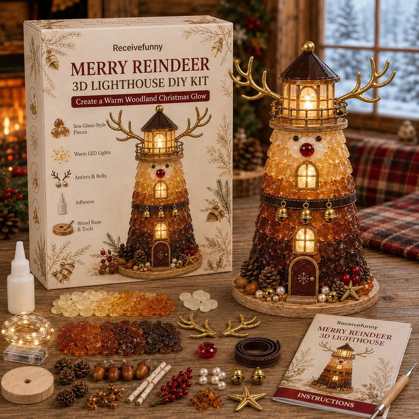 🎅 Handmade Glow Lighthouse Craft Kit 🎄 DIY Tabletop Decor Set, Multi-Theme Holiday Gift Flash Sale