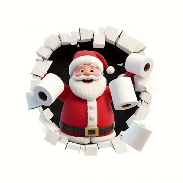 🎅 3D Break Through Santa Wall Sticker ⏳ Limited Christmas Sale! Realistic Santa Wall Decal for Home Door Fridge Holiday Decor
