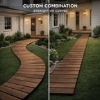 Wooden Garden Walkway with Scroll Design, Anti-Slip And Weather-Resistant Outdoor Path Suitable for Lawns, Terraces, Courtyards, And Flower Bed Edges
