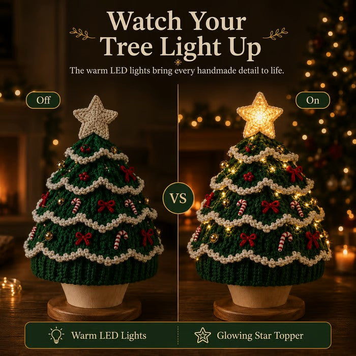 🎄 Light Up Christmas Tree Crochet Hat DIY Kit ✨ Handmade Knit Holiday Hat for Party Photo ⏳ Limited Time Discount!