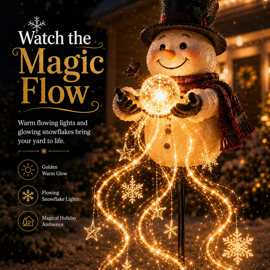🎄50% OFF🔥 Snowman Magic -Flowing Snowflake LED Christmas Garden Light❄️