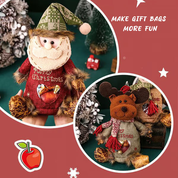🎅 Christmas Plush Candy Gift Bags 🍬 | Santa Snowman Reindeer Treat Pouches, Transparent Window & Zipper Design 🎁 Limited Time Discount!