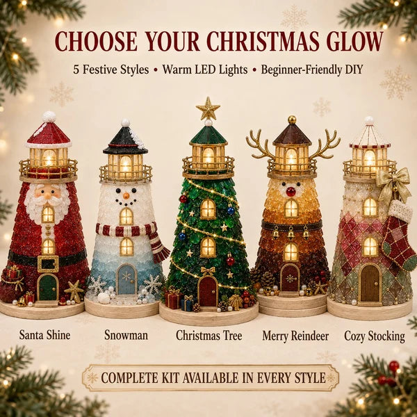 🎅 Handmade Glow Lighthouse Craft Kit 🎄 DIY Tabletop Decor Set, Multi-Theme Holiday Gift Flash Sale