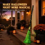 🕷️ Hot Sale! Spooky LED Light Up Witch Broom Haunted House Halloween Decor