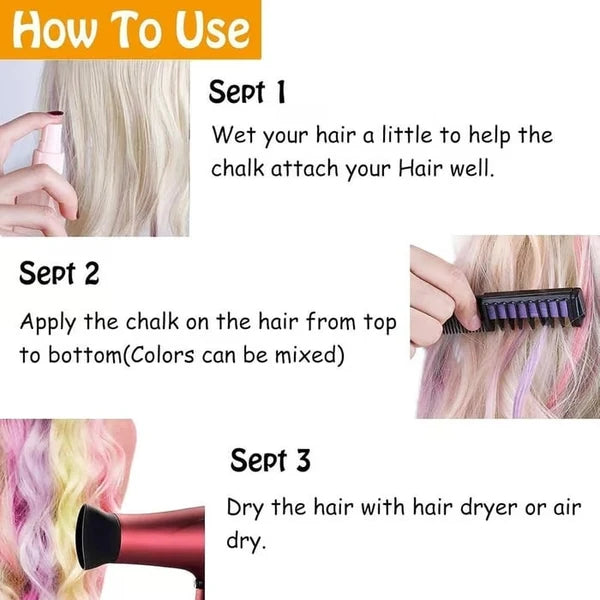 BOGO FREE | 10 Colors Temporary Hair Chalk Comb Set, Washable Temporary Hair Color for Parties & Cosplay