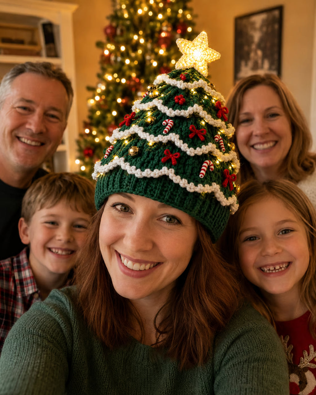 🎄 Light Up Christmas Tree Crochet Hat DIY Kit ✨ Handmade Knit Holiday Hat for Party Photo ⏳ Limited Time Discount!