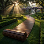 Wooden Garden Walkway with Scroll Design, Anti-Slip And Weather-Resistant Outdoor Path Suitable for Lawns, Terraces, Courtyards, And Flower Bed Edges