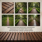 Wooden Garden Walkway with Scroll Design, Anti-Slip And Weather-Resistant Outdoor Path Suitable for Lawns, Terraces, Courtyards, And Flower Bed Edges