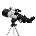 40070 Series HD Astronomical Telescope, Enhanced Yellow Telescope with a 400Mm Focal Length. Made of Aluminum, It Features a Star Finder Lens, High Power FMC for Outdoor Use