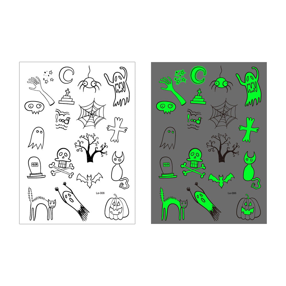 👻 Glow Halloween Temporary Tattoos 🦇 Kids Waterproof Body Stickers Flash Sale