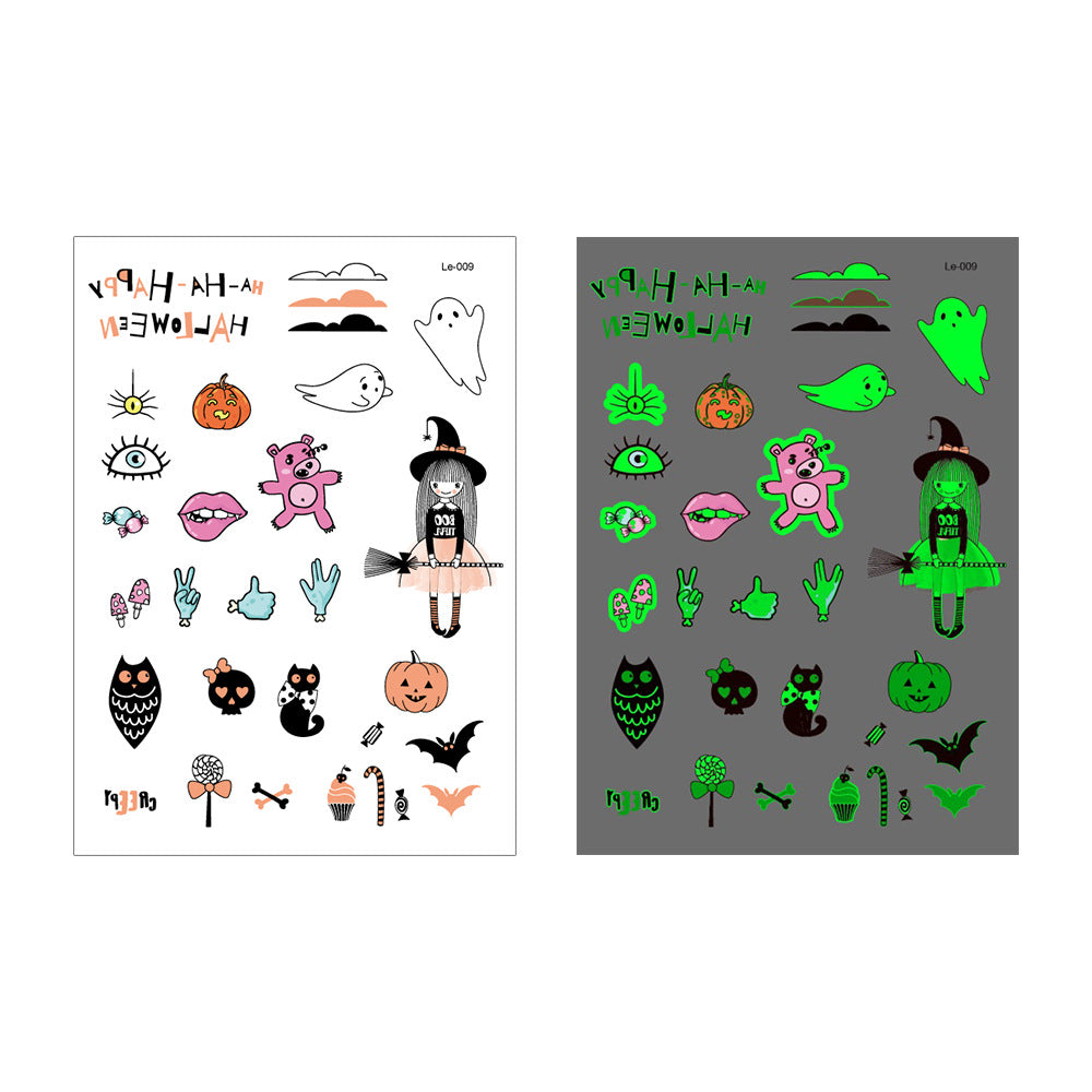 👻 Glow Halloween Temporary Tattoos 🦇 Kids Waterproof Body Stickers Flash Sale