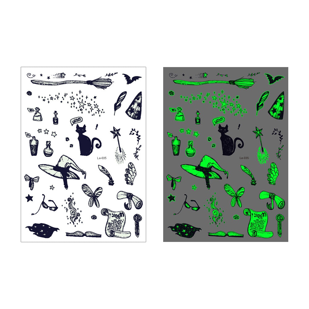 👻 Glow Halloween Temporary Tattoos 🦇 Kids Waterproof Body Stickers Flash Sale