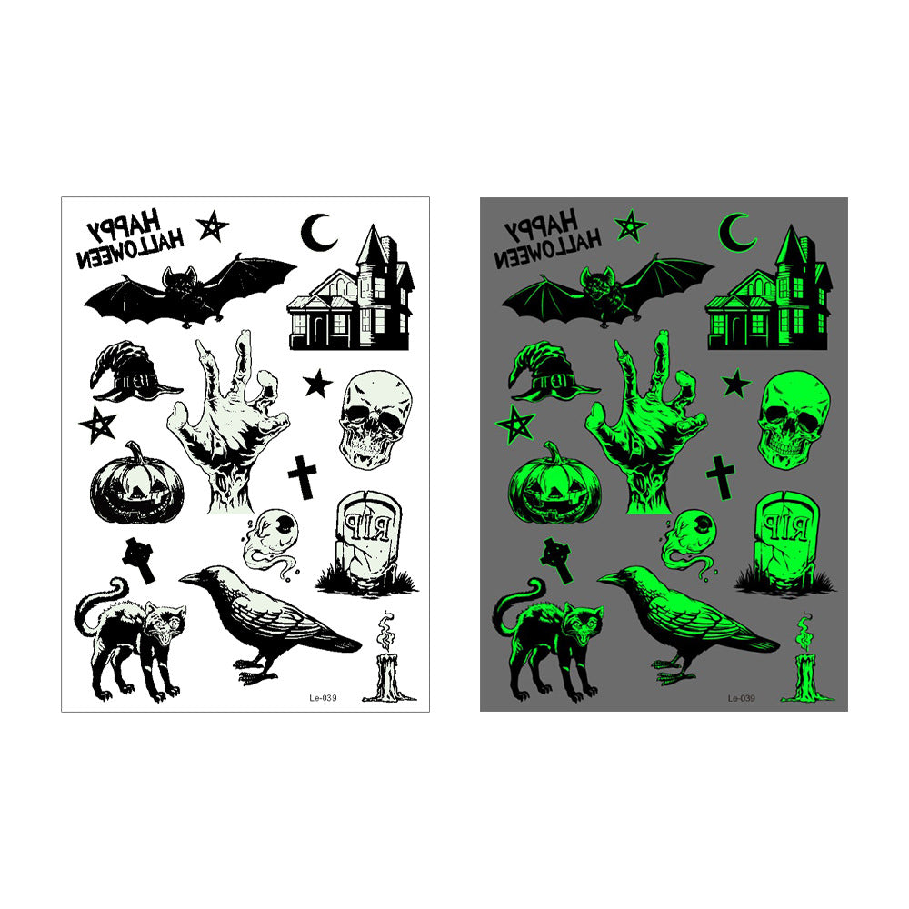 👻 Glow Halloween Temporary Tattoos 🦇 Kids Waterproof Body Stickers Flash Sale