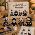 Unisex 3D Beaded Skeleton DIY Kit - 4-Piece Halloween Beading Set with Step-by-Step Instructions, Beginner-Friendly Goth Decor Gift for Adults