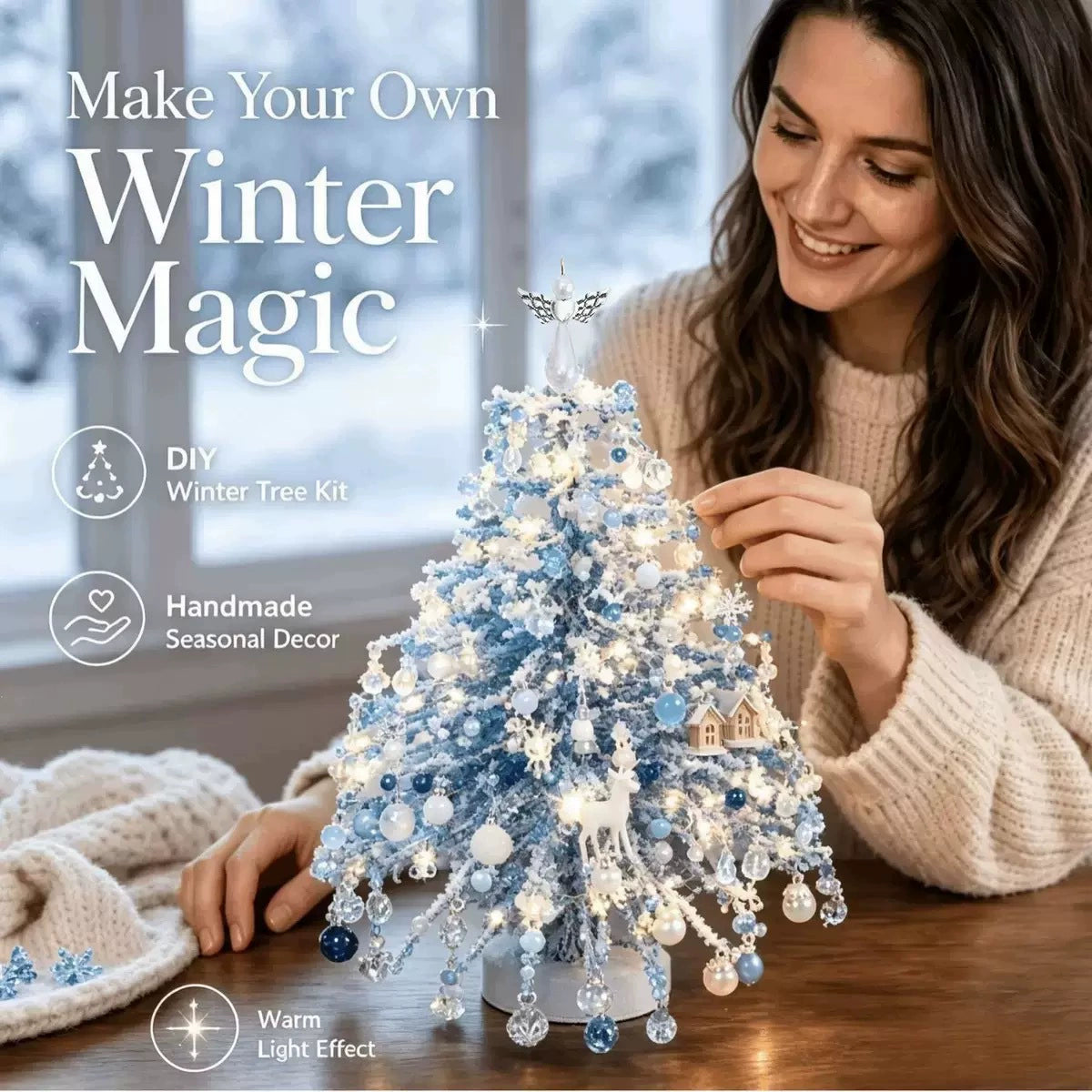 🎄 DIY Beaded Mini Light Up Tree Kit 🎃 | Seasonal Tabletop Handmade Ornament for Halloween, Christmas & Holiday Decor ⏳ Limited Time Discount!