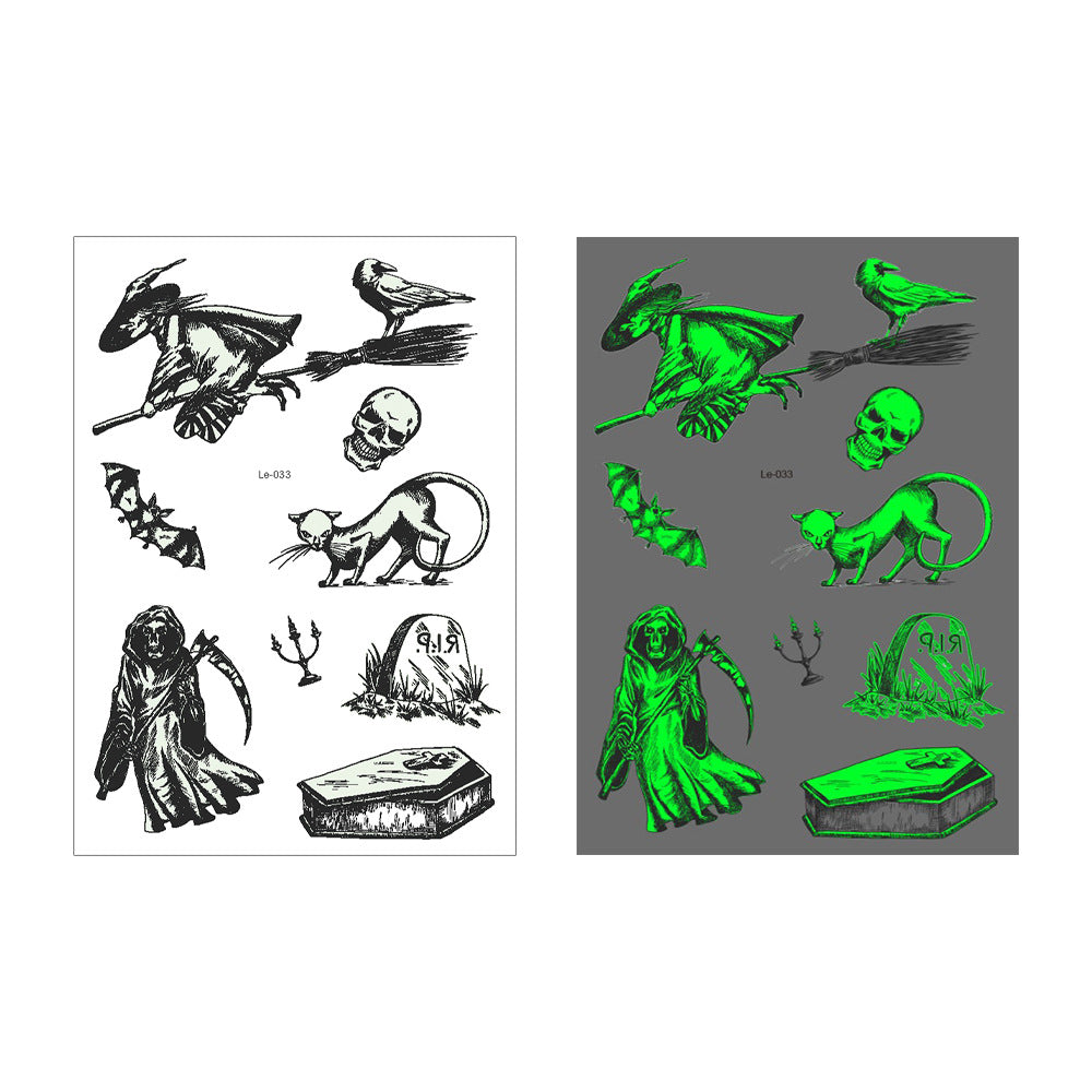 👻 Glow Halloween Temporary Tattoos 🦇 Kids Waterproof Body Stickers Flash Sale