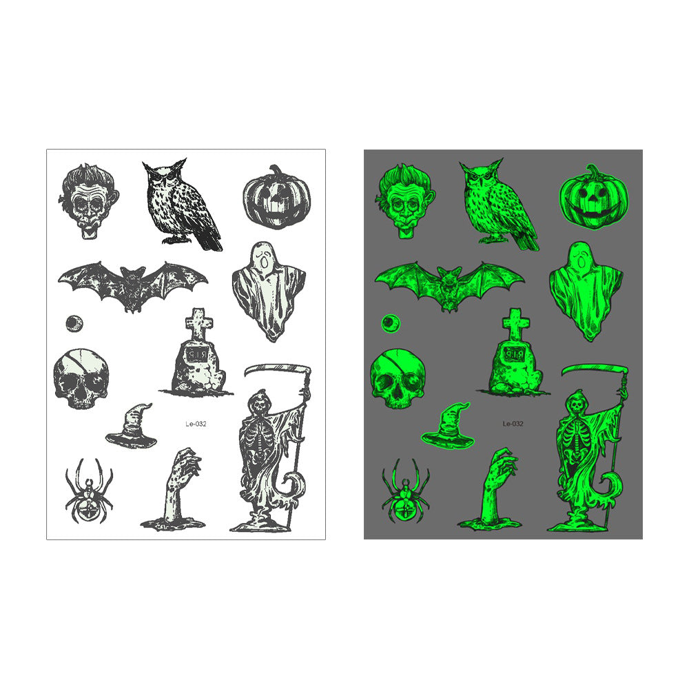 👻 Glow Halloween Temporary Tattoos 🦇 Kids Waterproof Body Stickers Flash Sale