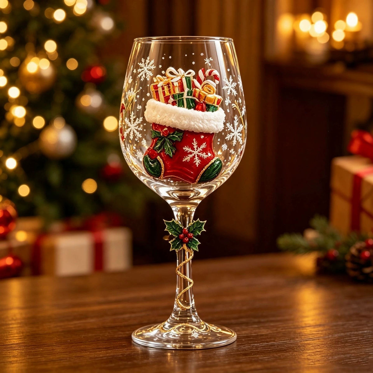 🎄 Christmas Festive Wine Glass Goblet, Holiday Party Table Decor, Limited Time Discount!