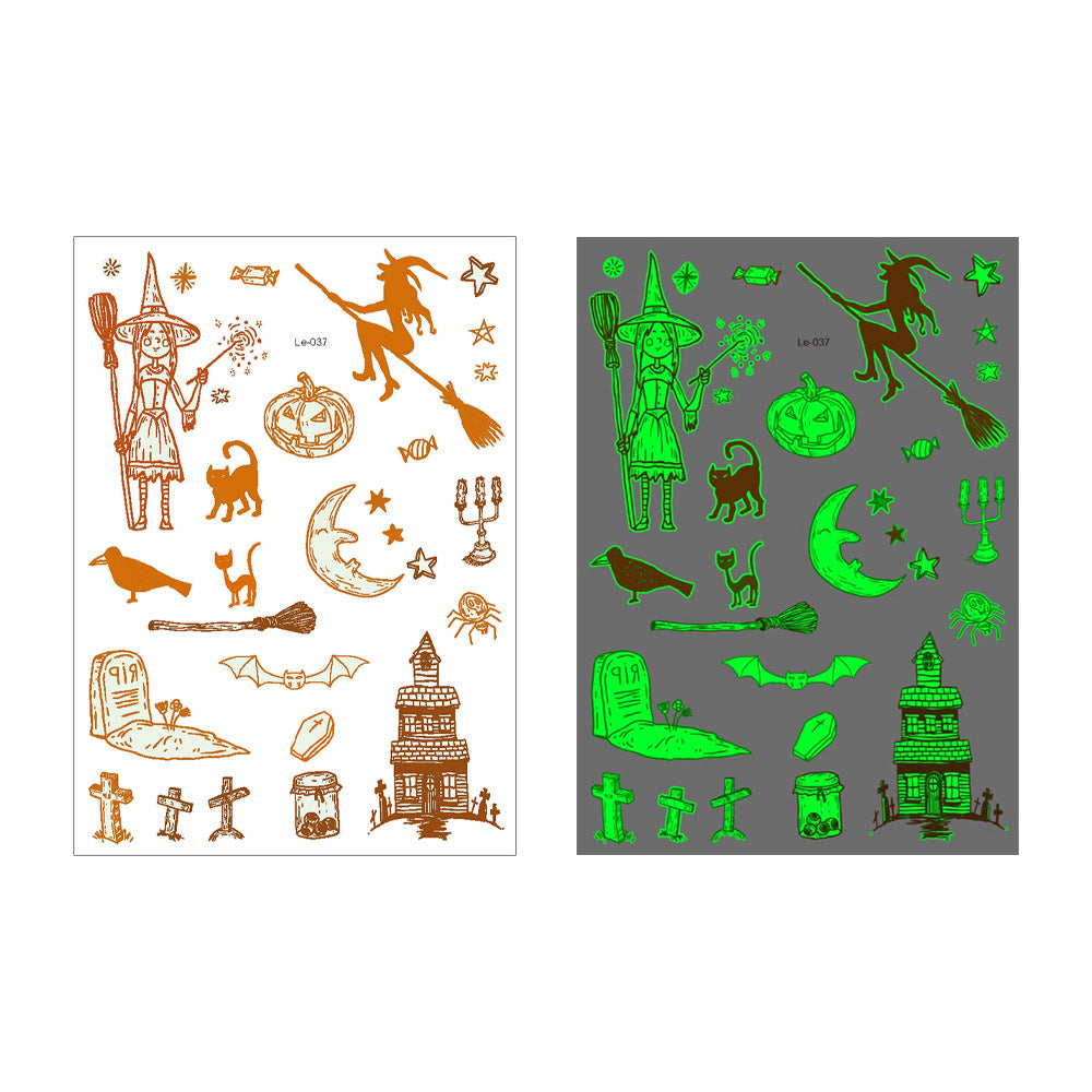 👻 Glow Halloween Temporary Tattoos 🦇 Kids Waterproof Body Stickers Flash Sale