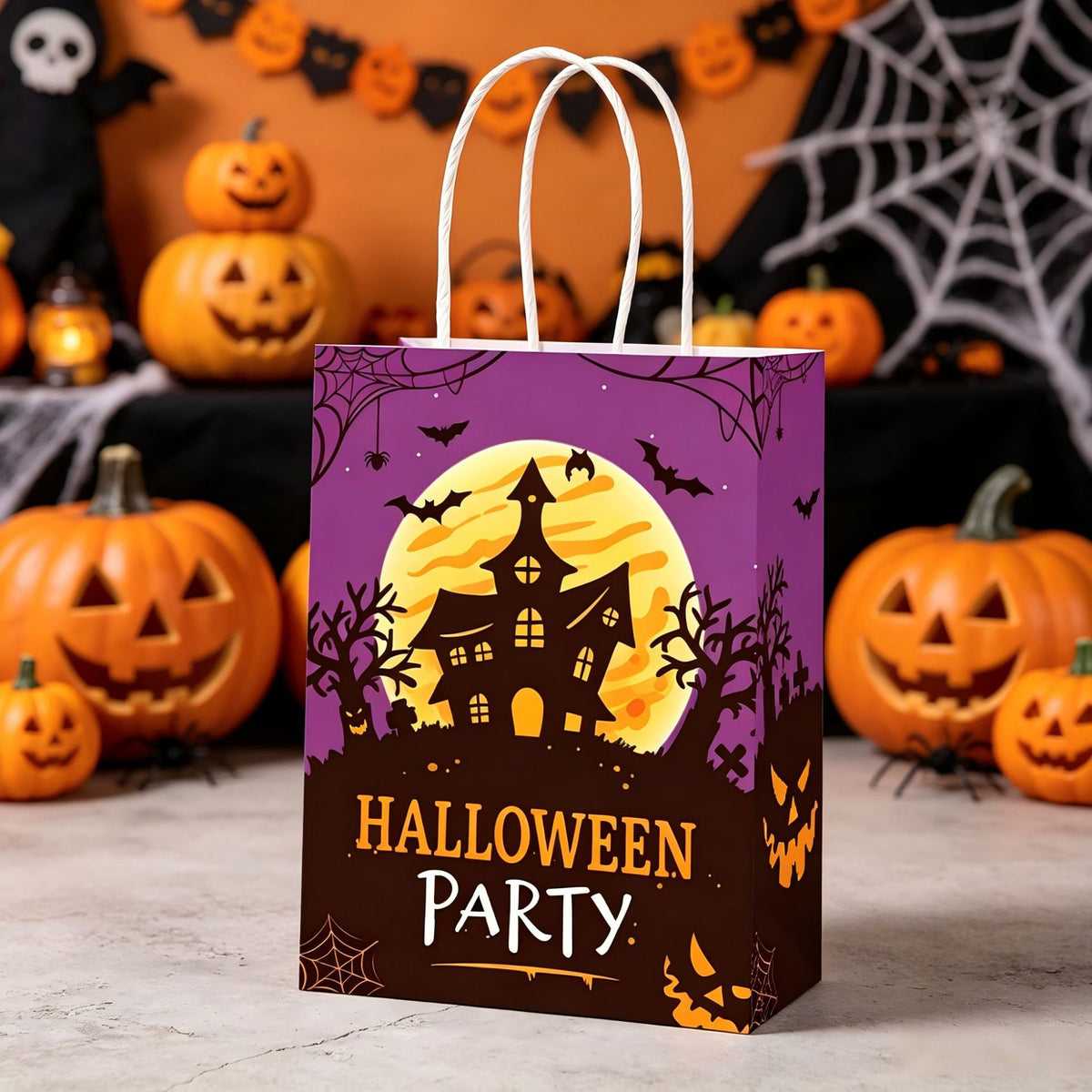 🎃 Halloween Trick or Treat Bags - 8-Pack Spooky Paper Gift Bags with Handles for Candy & Party Favors 👻