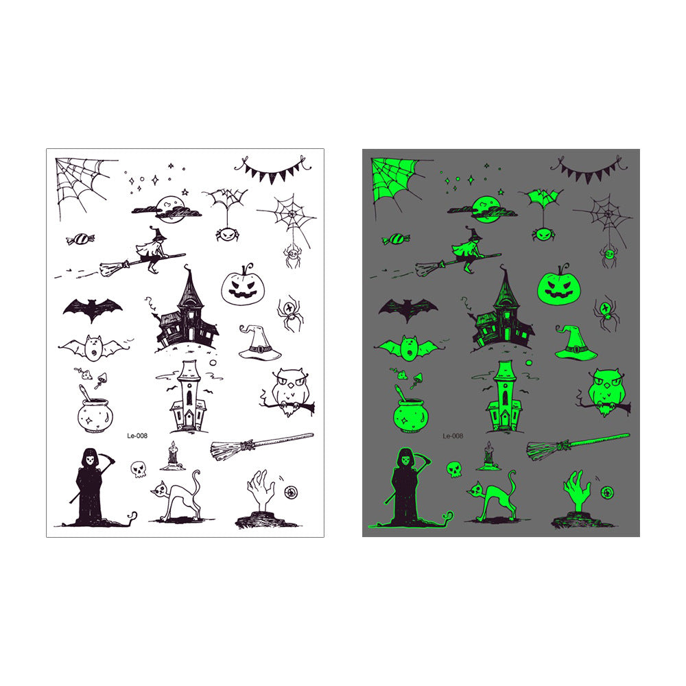 👻 Glow Halloween Temporary Tattoos 🦇 Kids Waterproof Body Stickers Flash Sale