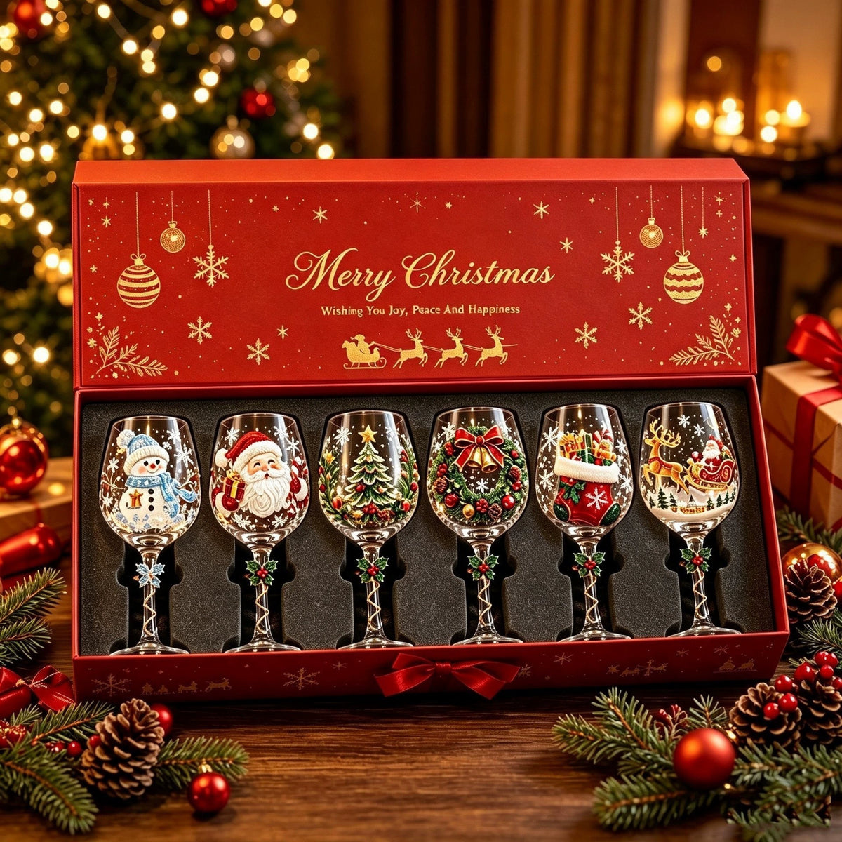 🎄 Christmas Festive Wine Glass Goblet, Holiday Party Table Decor, Limited Time Discount!