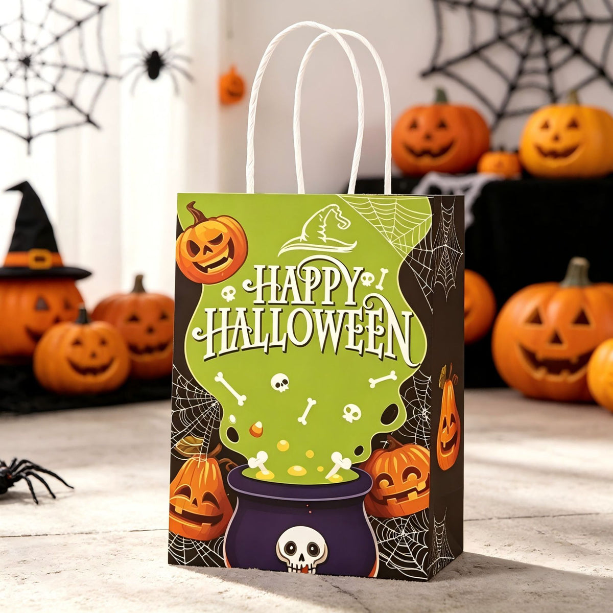🎃 Halloween Trick or Treat Bags - 8-Pack Spooky Paper Gift Bags with Handles for Candy & Party Favors 👻
