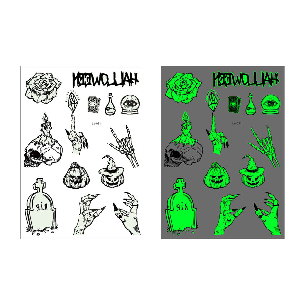 👻 Glow Halloween Temporary Tattoos 🦇 Kids Waterproof Body Stickers Flash Sale