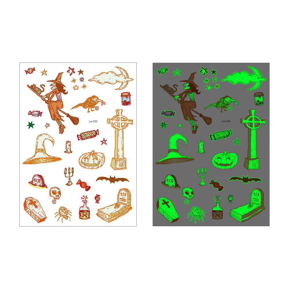 👻 Glow Halloween Temporary Tattoos 🦇 Kids Waterproof Body Stickers Flash Sale