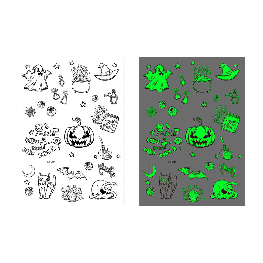 👻 Glow Halloween Temporary Tattoos 🦇 Kids Waterproof Body Stickers Flash Sale