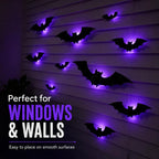 👻3D Bat Light LED Decorations, 12pcs/24pcs Halloween Spooky OrnamentsBuy three get two free
