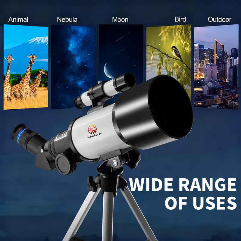 40070 Series HD Astronomical Telescope, Enhanced Yellow Telescope with a 400Mm Focal Length. Made of Aluminum, It Features a Star Finder Lens, High Power FMC for Outdoor Use