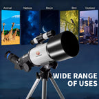 40070 Series HD Astronomical Telescope, Enhanced Yellow Telescope with a 400Mm Focal Length. Made of Aluminum, It Features a Star Finder Lens, High Power FMC for Outdoor Use