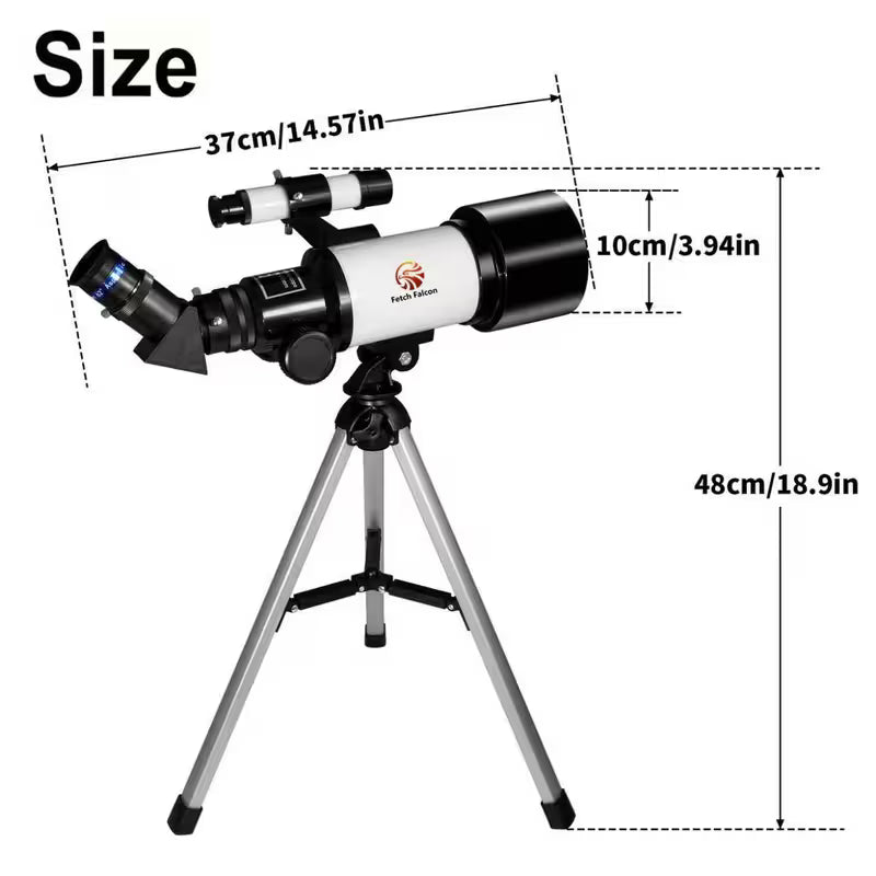 40070 Series HD Astronomical Telescope, Enhanced Yellow Telescope with a 400Mm Focal Length. Made of Aluminum, It Features a Star Finder Lens, High Power FMC for Outdoor Use