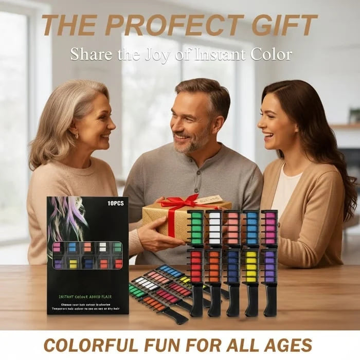 BOGO FREE | 10 Colors Temporary Hair Chalk Comb Set, Washable Temporary Hair Color for Parties & Cosplay
