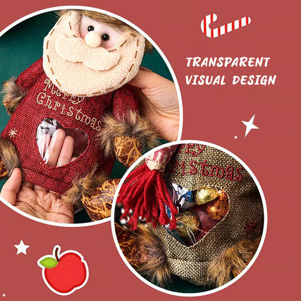🎅 Christmas Plush Candy Gift Bags 🍬 | Santa Snowman Reindeer Treat Pouches, Transparent Window & Zipper Design 🎁 Limited Time Discount!