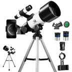 40070 Series HD Astronomical Telescope, Enhanced Yellow Telescope with a 400Mm Focal Length. Made of Aluminum, It Features a Star Finder Lens, High Power FMC for Outdoor Use