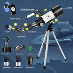 40070 Series HD Astronomical Telescope, Enhanced Yellow Telescope with a 400Mm Focal Length. Made of Aluminum, It Features a Star Finder Lens, High Power FMC for Outdoor Use