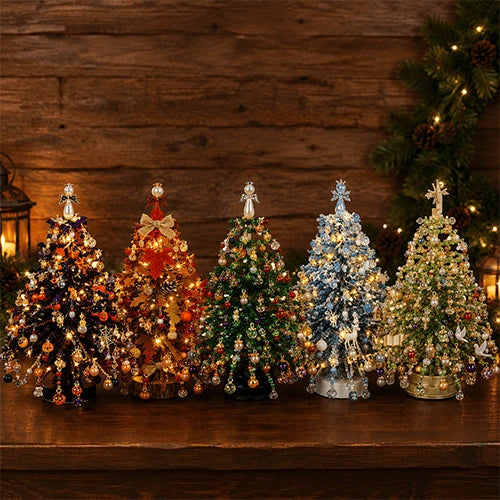 🎄 DIY Beaded Mini Light Up Tree Kit 🎃 | Seasonal Tabletop Handmade Ornament for Halloween, Christmas & Holiday Decor ⏳ Limited Time Discount!
