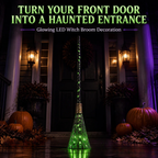🕷️ Hot Sale! Spooky LED Light Up Witch Broom Haunted House Halloween Decor