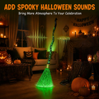 🕷️ Hot Sale! Spooky LED Light Up Witch Broom Haunted House Halloween Decor